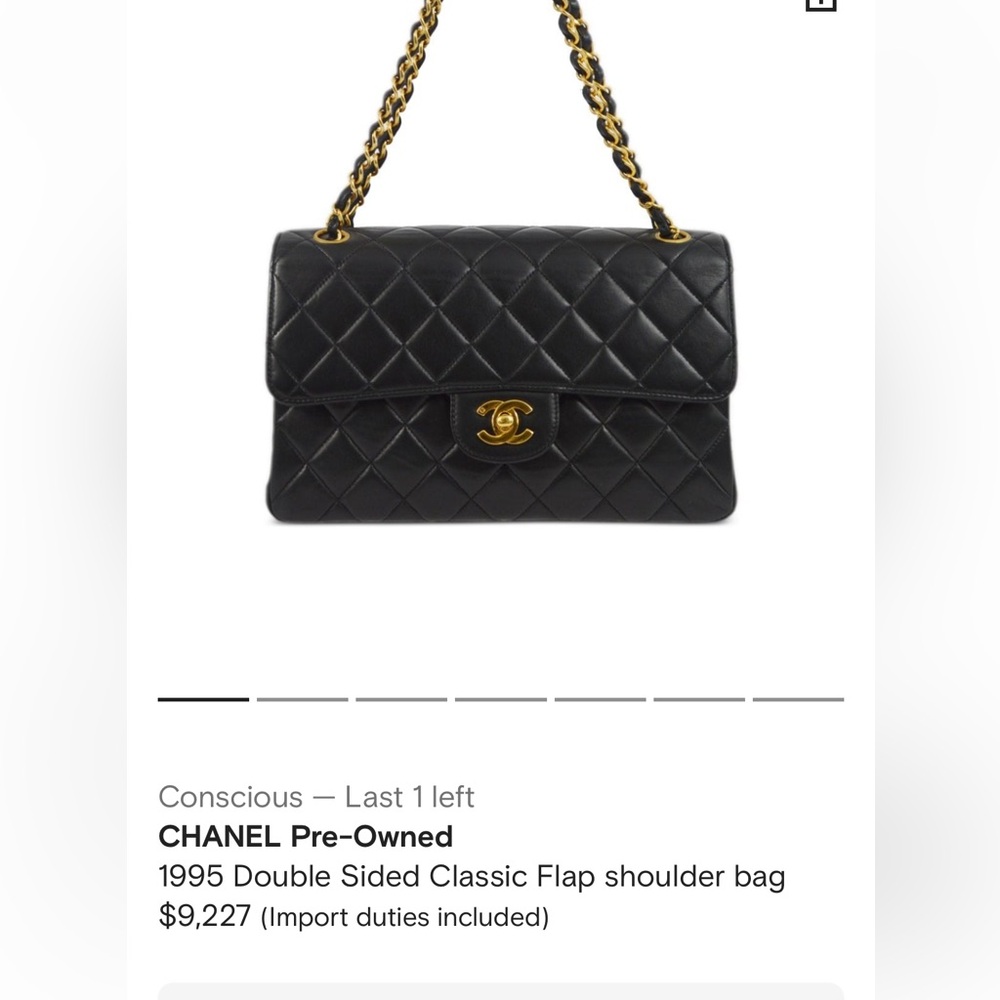 Extremely rare Chanel vintage lambskin two faced double flap bag 18k gold - Picture 4 of 16